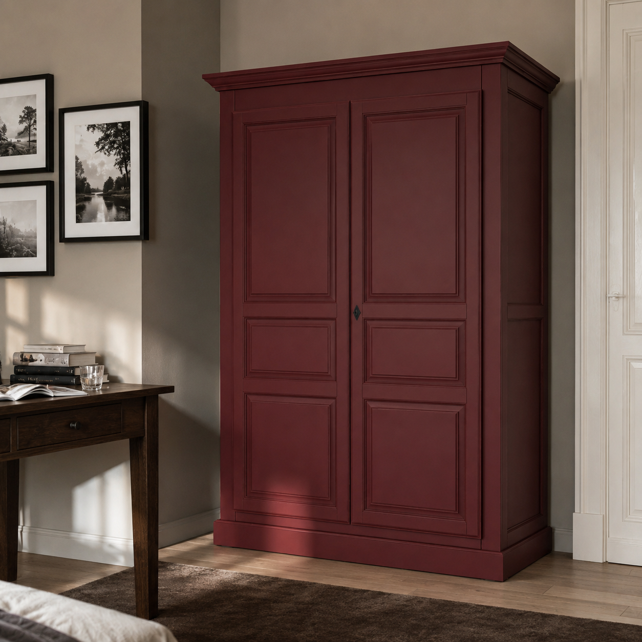 Wardrobe - Cognac - Solid Pine - 149 x 67 x 210 cm - Bordeaux