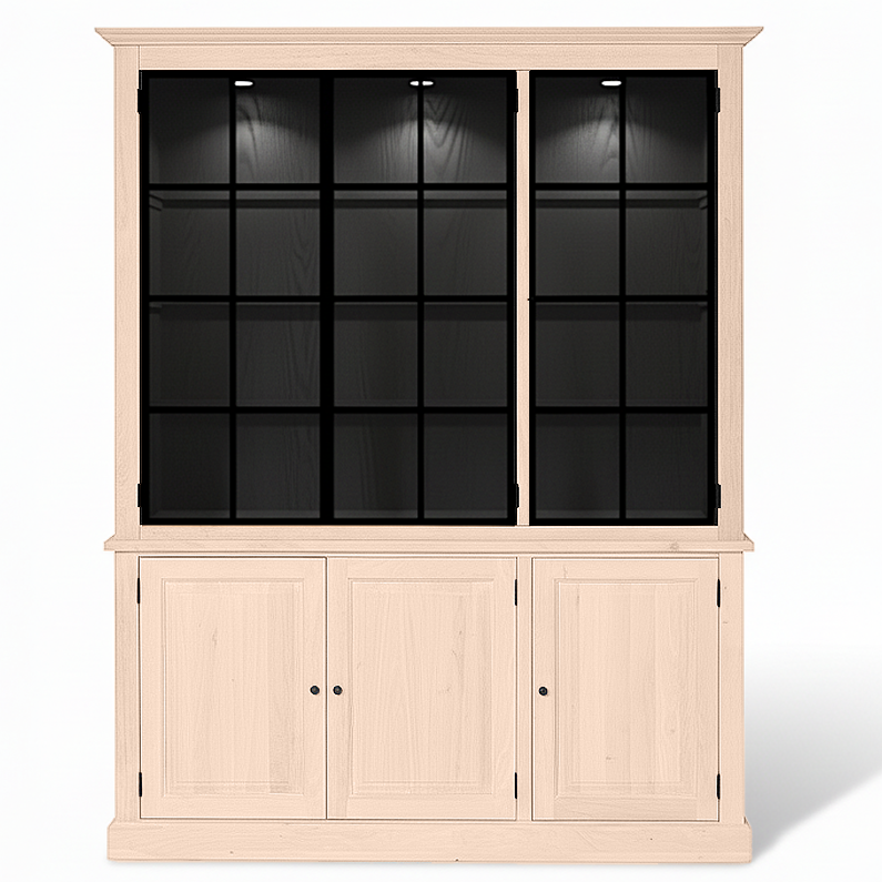 Wexford Display Schrank - Weiße Eiche mit 3 Glasscheibentüren | Marcottestyle