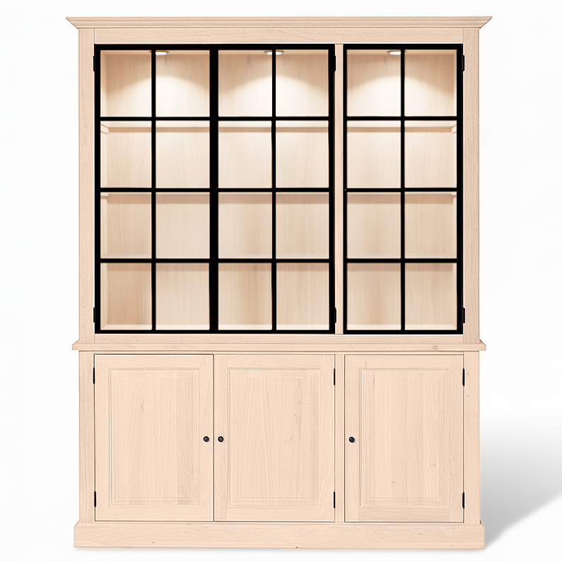 Wexford Display Schrank - Weiße Eiche mit 3 Glasscheibentüren | Marcottestyle