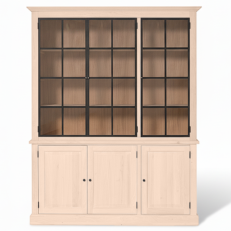 Wexford Display Cabinet - White Oak with 3 Glass Panel Doors - View 2