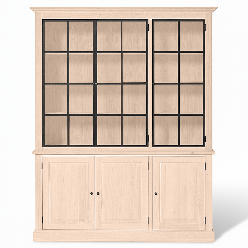 Wexford Display Cabinet - White Oak with 3 Glass Panel Doors