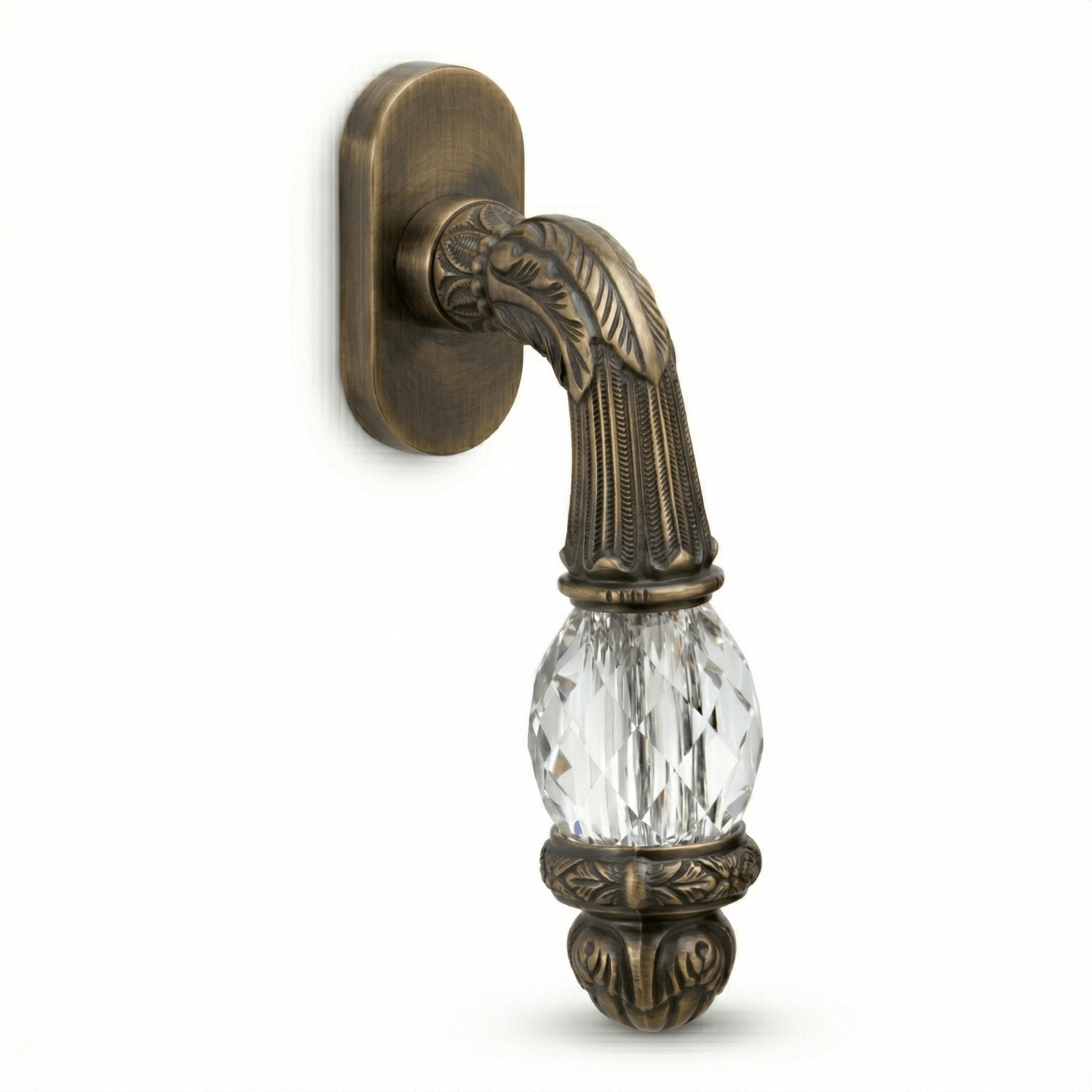 Window handle on rosette avec Swarovski crystal - 0V0741 - Marcottestyle Shop Deurbeslag Antique Laiton