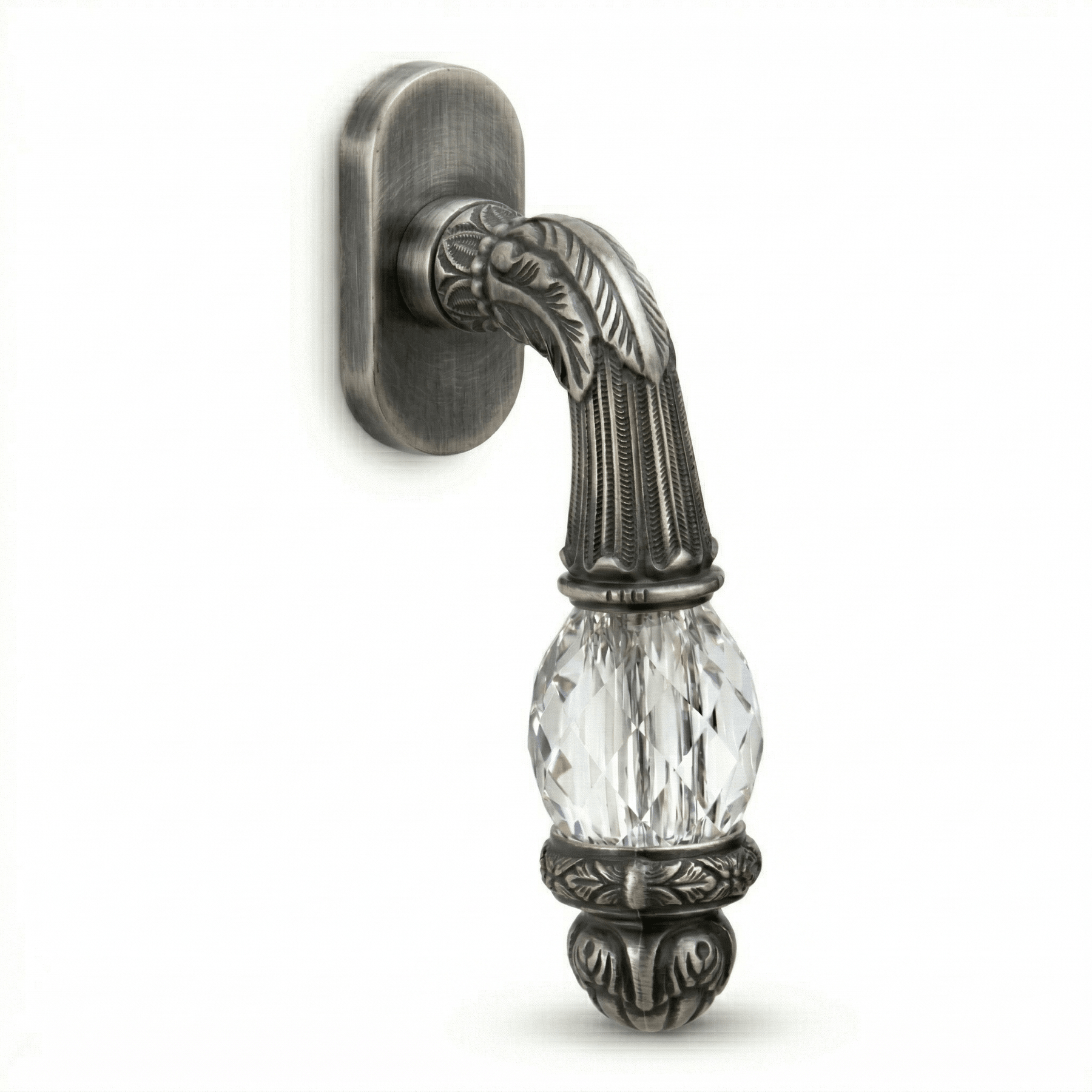 Window handle on rosette avec Swarovski crystal - 0V0741 - Marcottestyle Shop Deurbeslag Antique Argent